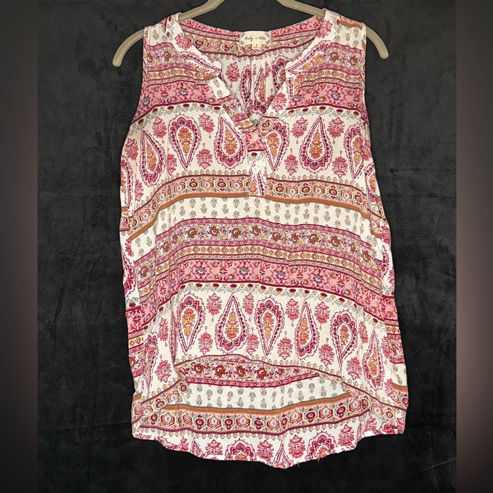 Bailey + Chloe Pink and White Paisley Blouse